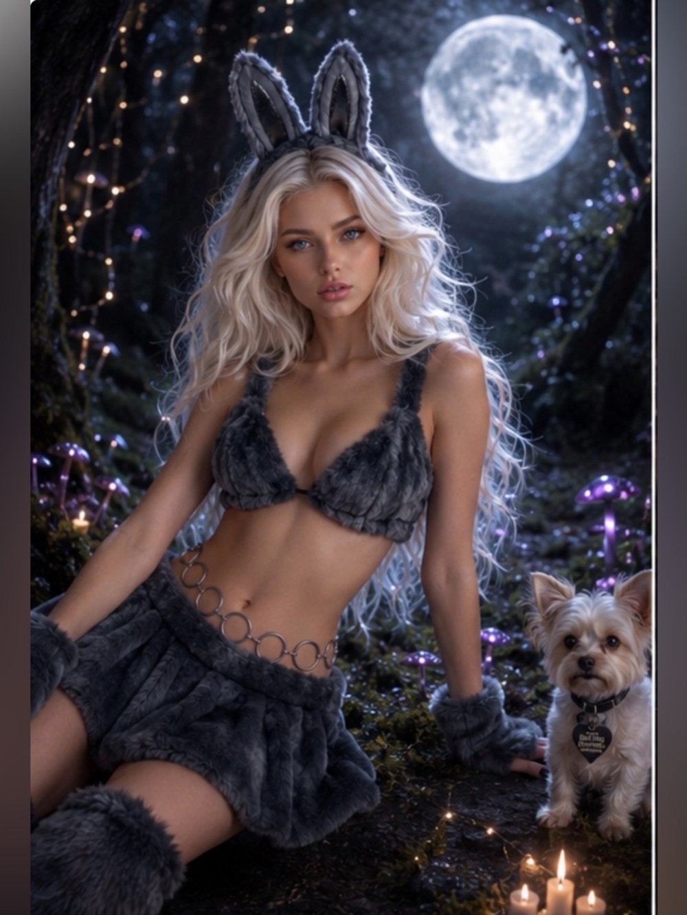 Dolls Kill Sugar Thrillz Labubu Grey Faux Fur Set Medium - Picture 2 of 9